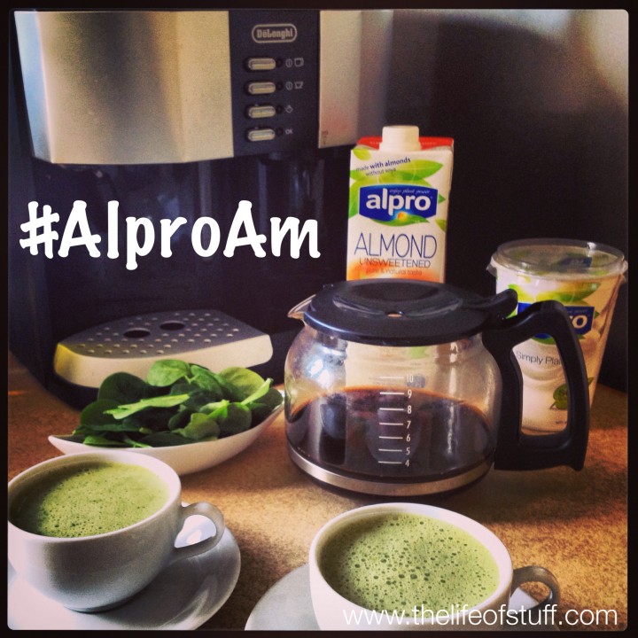 AlproAm Sunday Smoothie - Cold Filter Coffee, Spinach, Banana, Manuka Honey, Alpro Simply Plain & Alpro Almond Unsweetened 