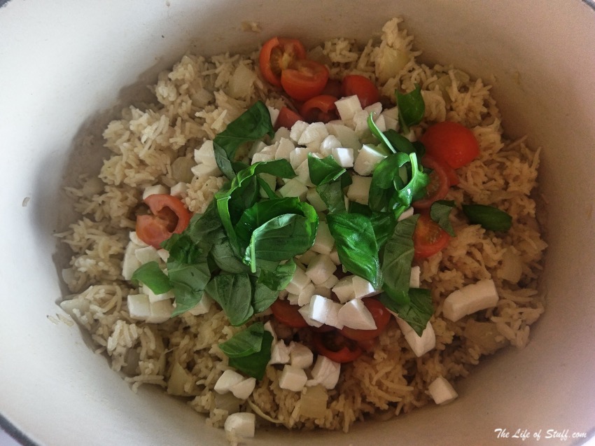 A Super Simple Tasty Tomato & Basil Oven Cooked Rice Recipe - in the oven