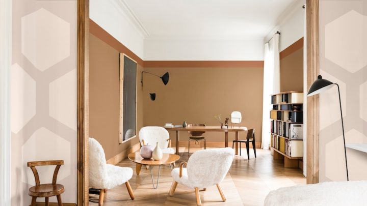 Introducing the Dulux Colour of the Year 2019 - 'Spiced Honey' -A-place-to-think-Livingroom-Inspiration-Global-67P (Ref soft and warm pinks and muted greys)