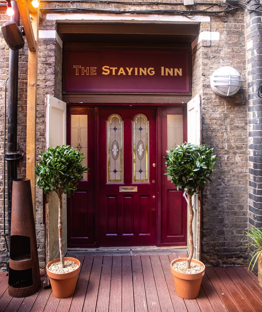 A Velvet Covered Cosy Night Out at the DFS Staying Inn with 2LG Studio - The Staying Inn Front Door