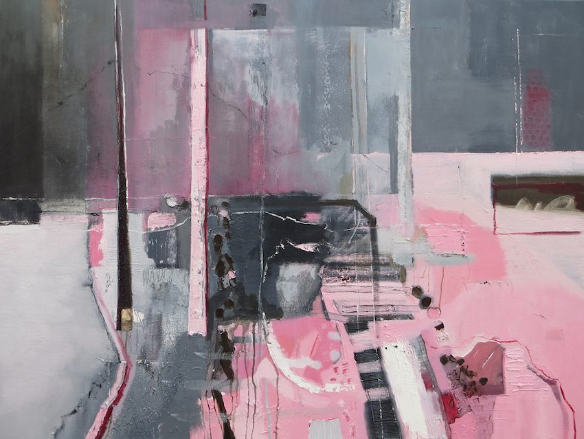 The Life of Stuff Irish Art - Questions and Answers with Artist Martina Furlong - The Present Moment In Pink And Grey - oil on canvas (H76xW101cm)