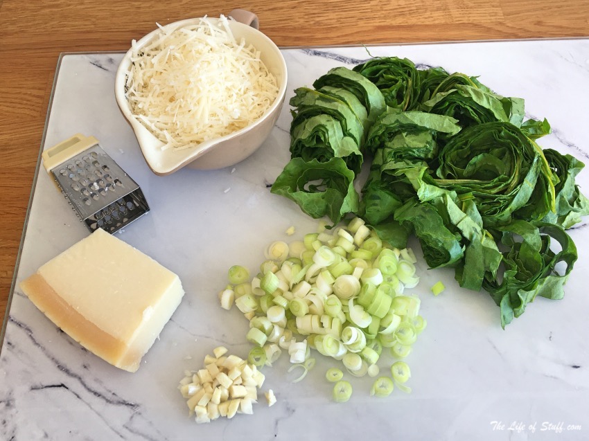 Swiss Chard, Spring Onion and Parmesan Pasta Recipe - chopped and grated ingredients