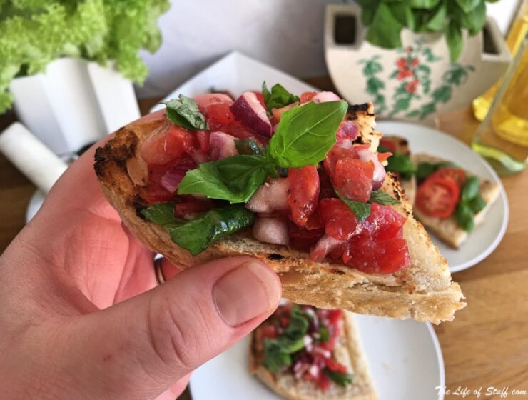 Homegrown Tomatoes Recipes - Bruschetta is Best - Tomato, Basil, Red Onion