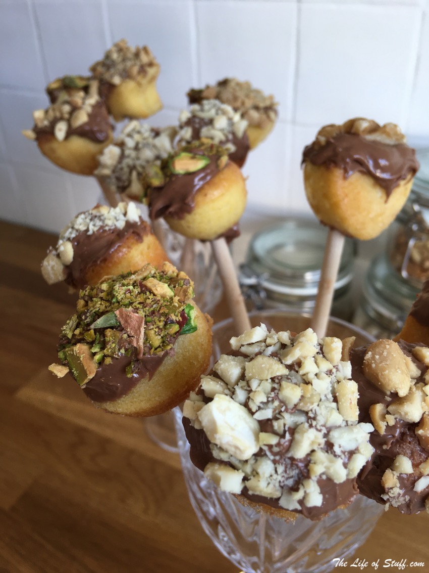 Baking with Kids - Super Simple Cake Pops Recipe - topped with chocolate and nuts cake pops