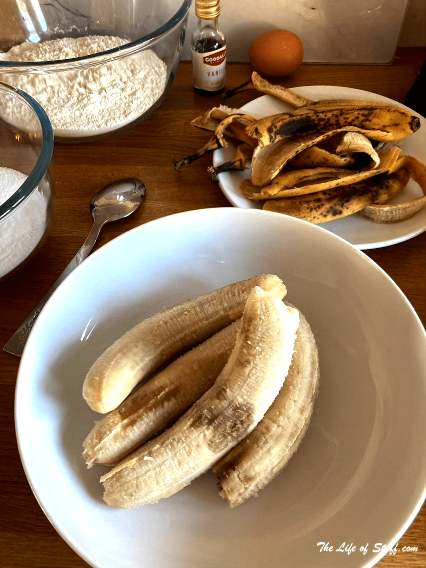 Overripe Bananas - Make A Simple Banana Bread Recipe - Peeled Bananas