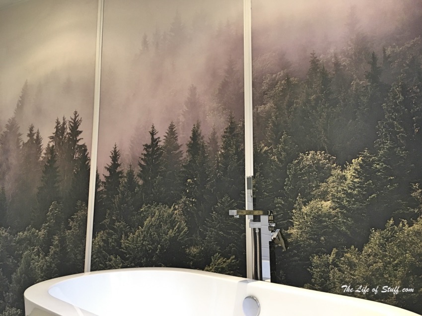 Home Style - Family Bathroom Renovation - Before & After - Finished Wall to Ceiling Mural Wallpaper