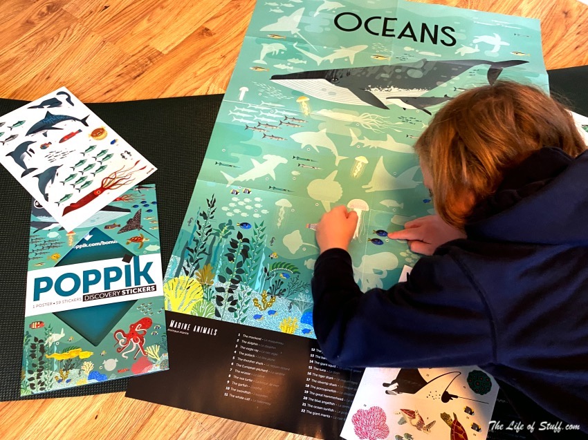 Jiminy Eco Toys - Eco-Friendly Gifts For Kids of All Ages Poppik 'Oceans' Poster & Stickers Kit - Learning Fun